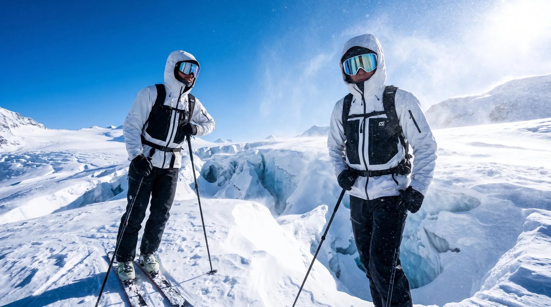 A skier on a bright slope